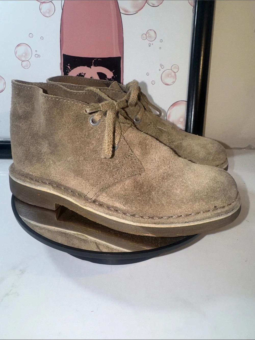 Clarks Originals Kids Leather Taupe Desert Boot - Size 11.5M/W